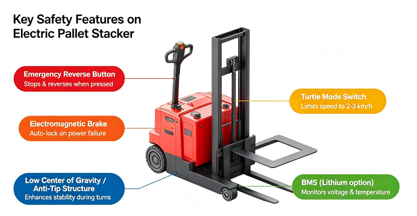 Key Safety Features on Electric Pallet Stacker.png